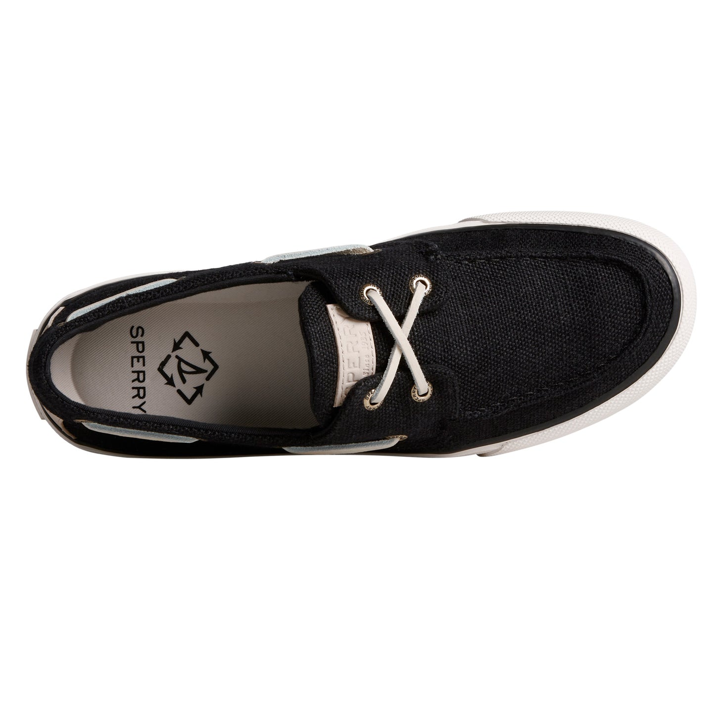 Peltz Shoes Men's Sperry SeaCycled Bahama II Sneaker Black STS24987