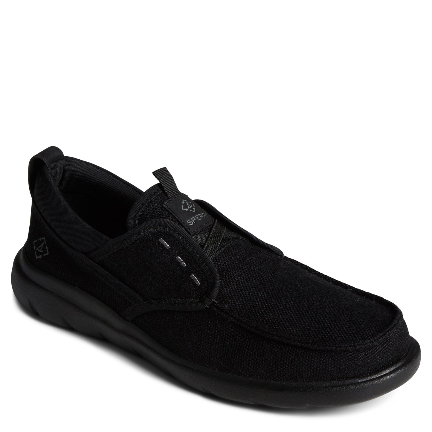 Peltz Shoes Men's Sperry SeaCycled Captain's Moc Slip-On Black STS25016