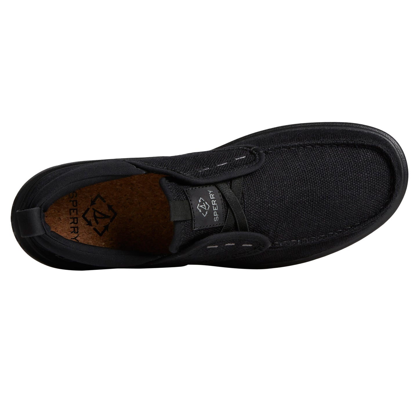 Peltz Shoes Men's Sperry SeaCycled Captain's Moc Slip-On Black STS25016