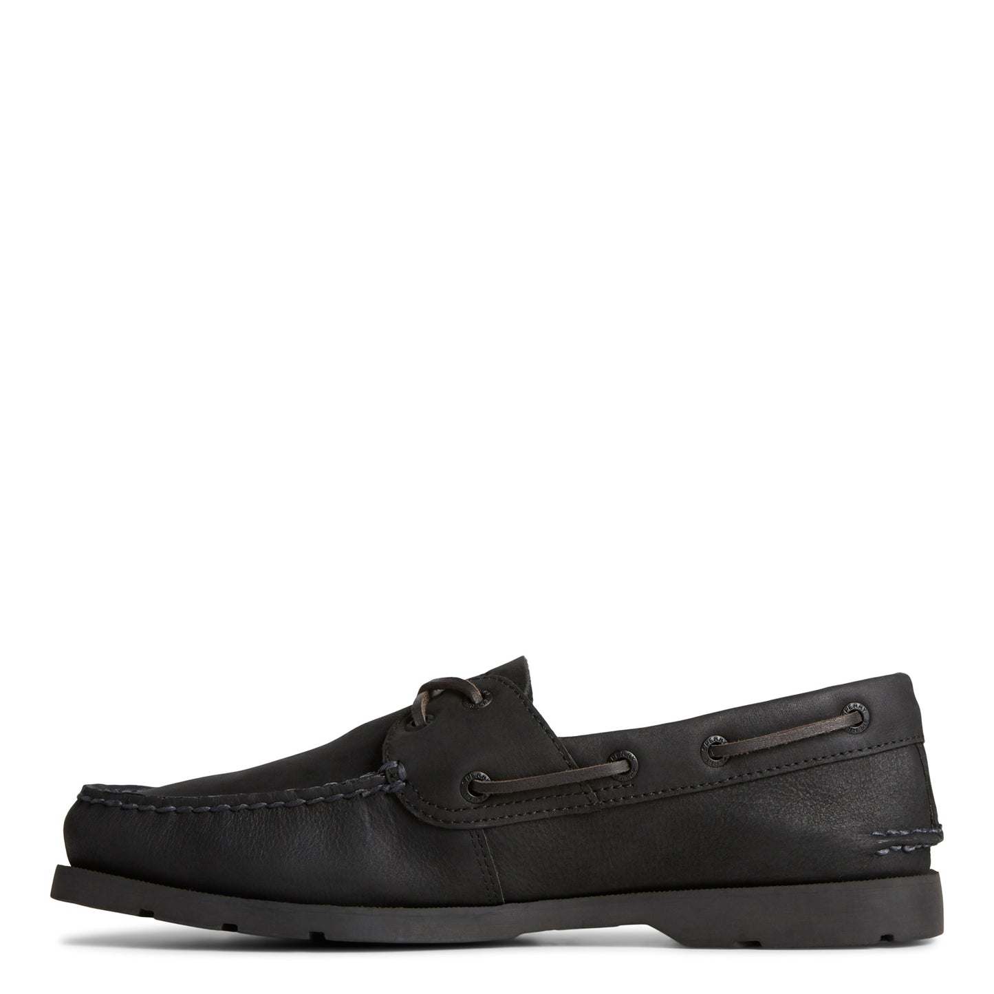 Peltz Shoes Men's Sperry Leeward X Lace Boat Shoe Black Tumbled Leather STS25395