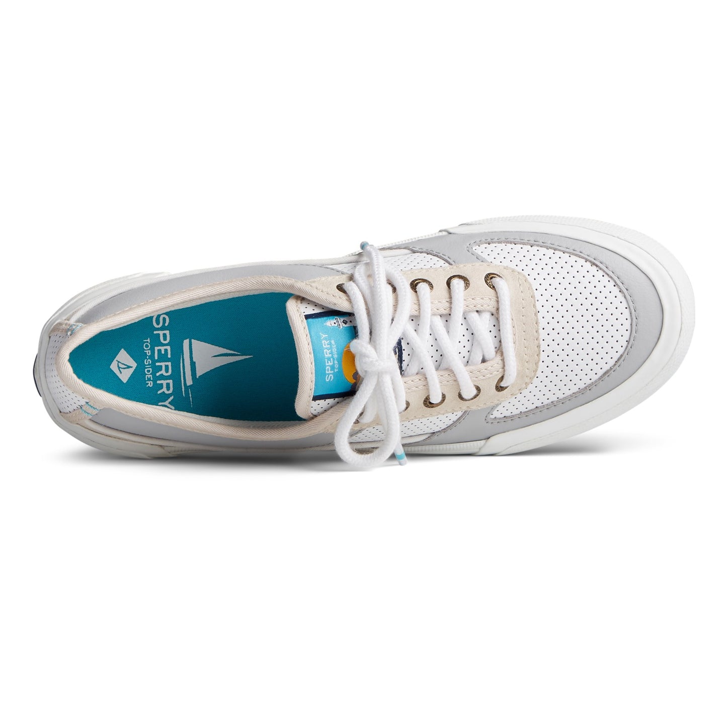 Peltz Shoes Women's Sperry Soletide Sneaker WHITE GREY STS86219
