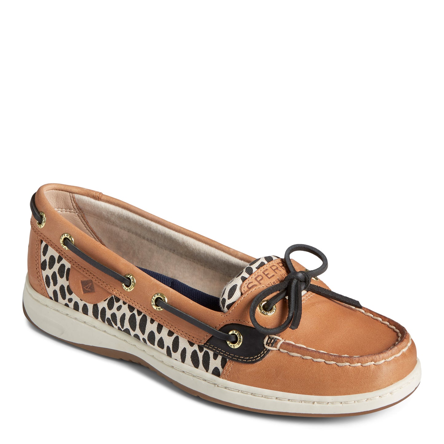 Peltz Shoes Women's Sperry Angelfish Boat Shoe TAN ANIMAL PRINT STS86588