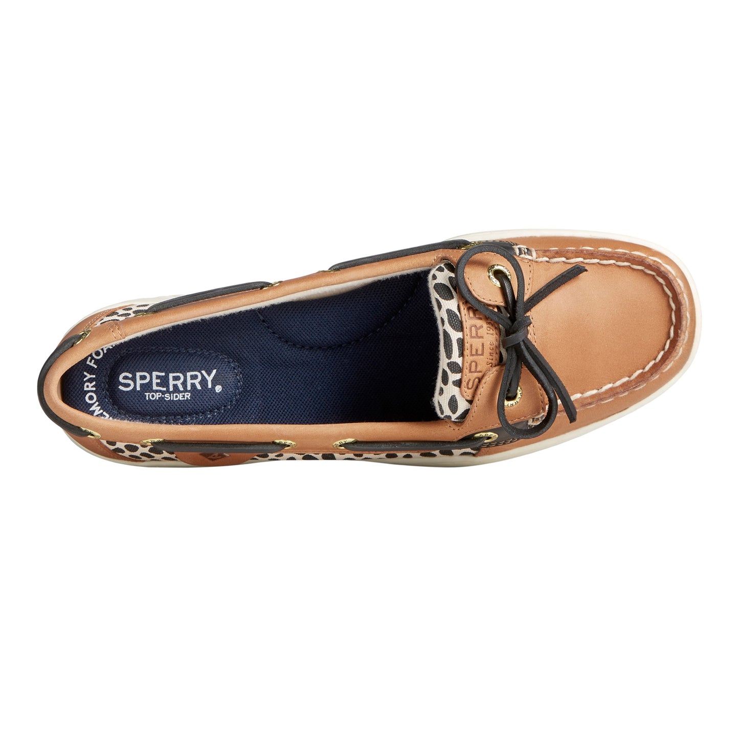 Peltz Shoes Women's Sperry Angelfish Boat Shoe TAN ANIMAL PRINT STS86588