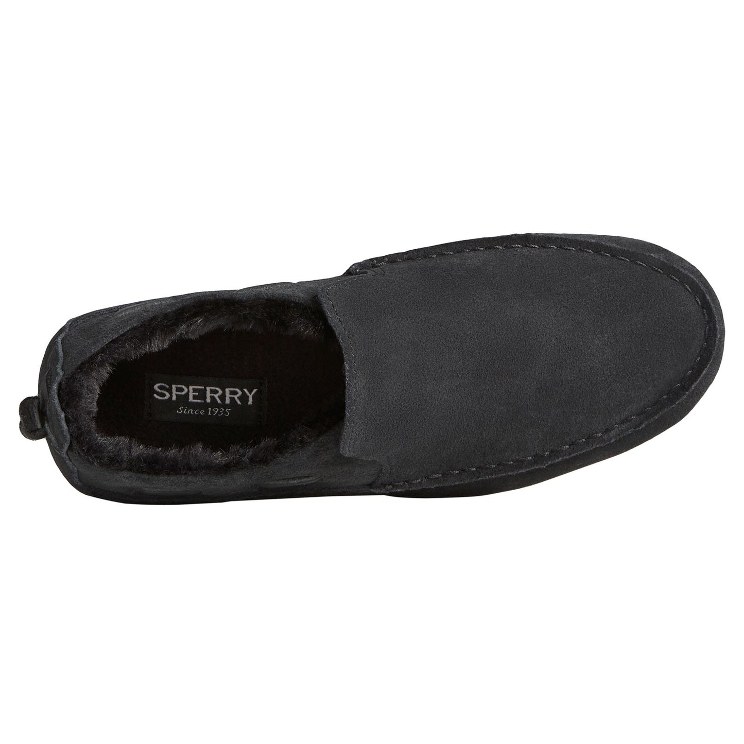Peltz Shoes Women's Sperry Moc-Sider Suede Slip-On BLACK SUEDE STS86939