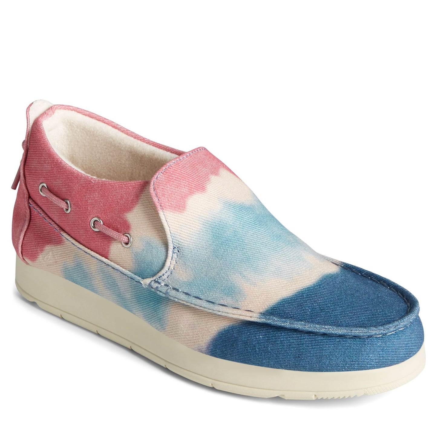 Peltz Shoes Women's Sperry Moc-Sider Canvas Slip-On BLUE PINK STS87053