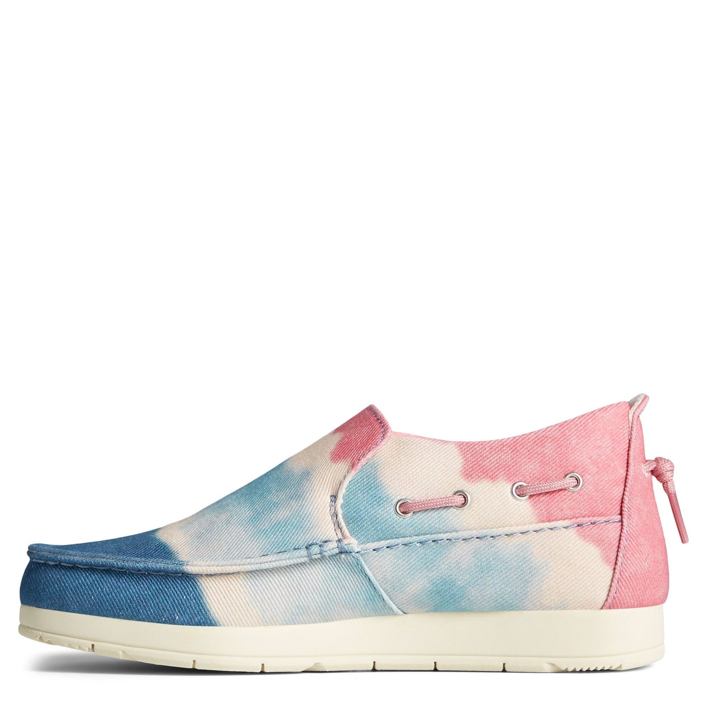 Peltz Shoes Women's Sperry Moc-Sider Canvas Slip-On BLUE PINK STS87053