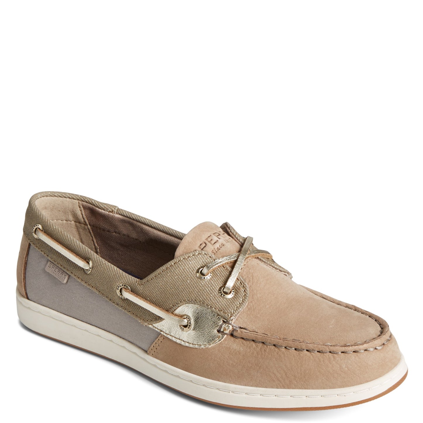 Peltz Shoes Women's Sperry Coastfish 2-Eye Boat Shoe TAUPE STS87148