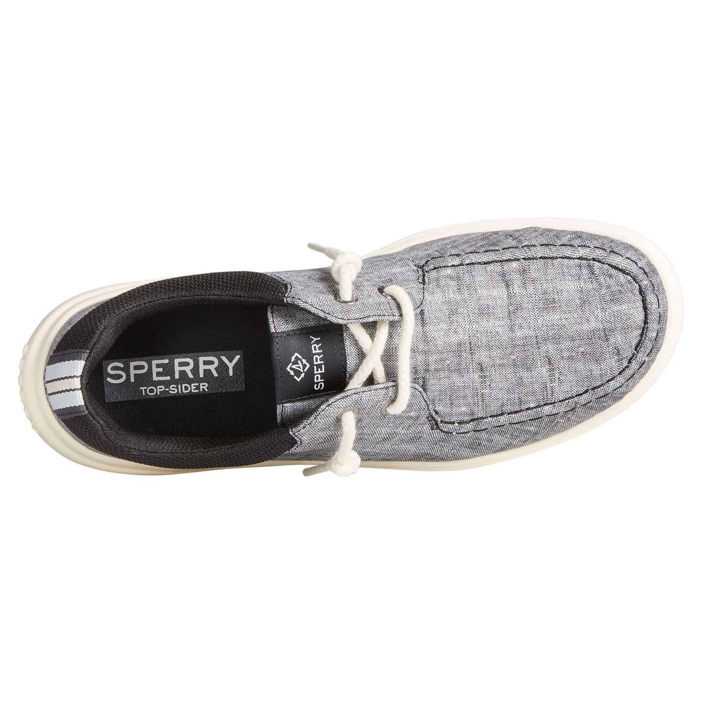 Peltz Shoes Women's Sperry Captain's Moc Slip-On BLACK CHAMBRAY STS87229