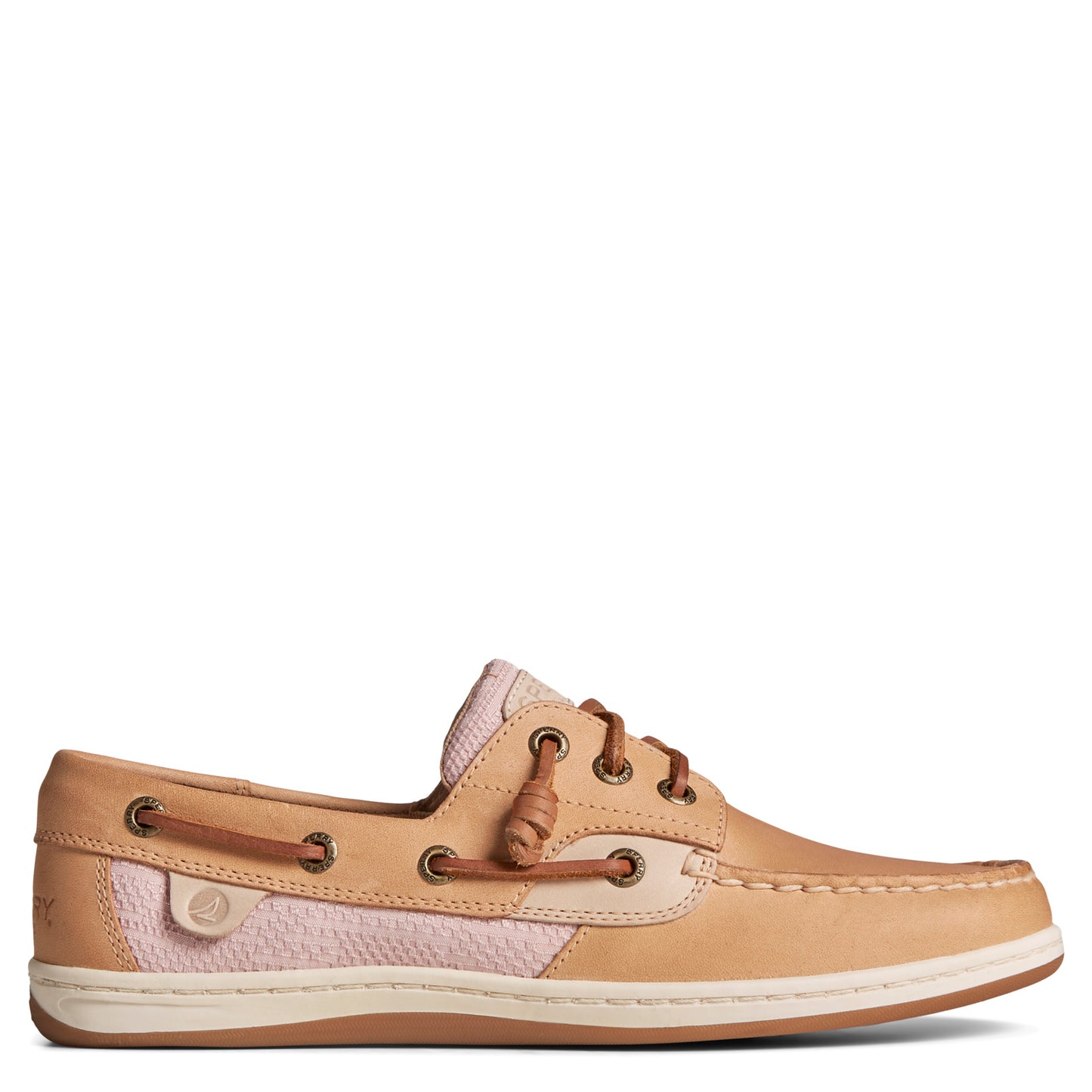 Peltz Shoes Women's Sperry Songfish Boat Shoe tan / beige fabric STS88984