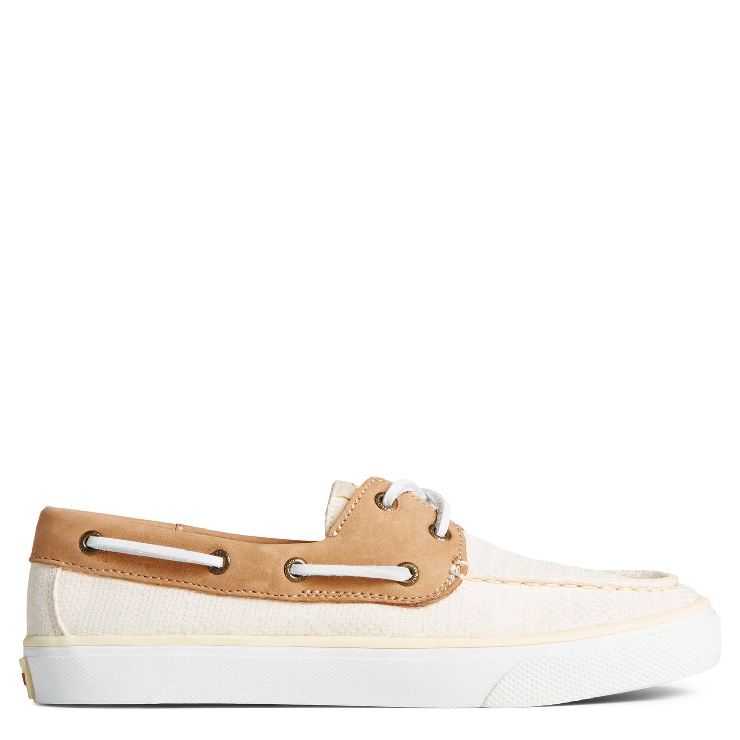 Peltz Shoes Women's Sperry SeaCycled Bahama II Sneaker Off White Jacquard STS89015