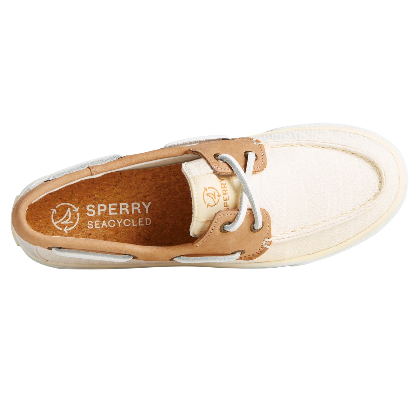 Peltz Shoes Women's Sperry SeaCycled Bahama II Sneaker Off White Jacquard STS89015