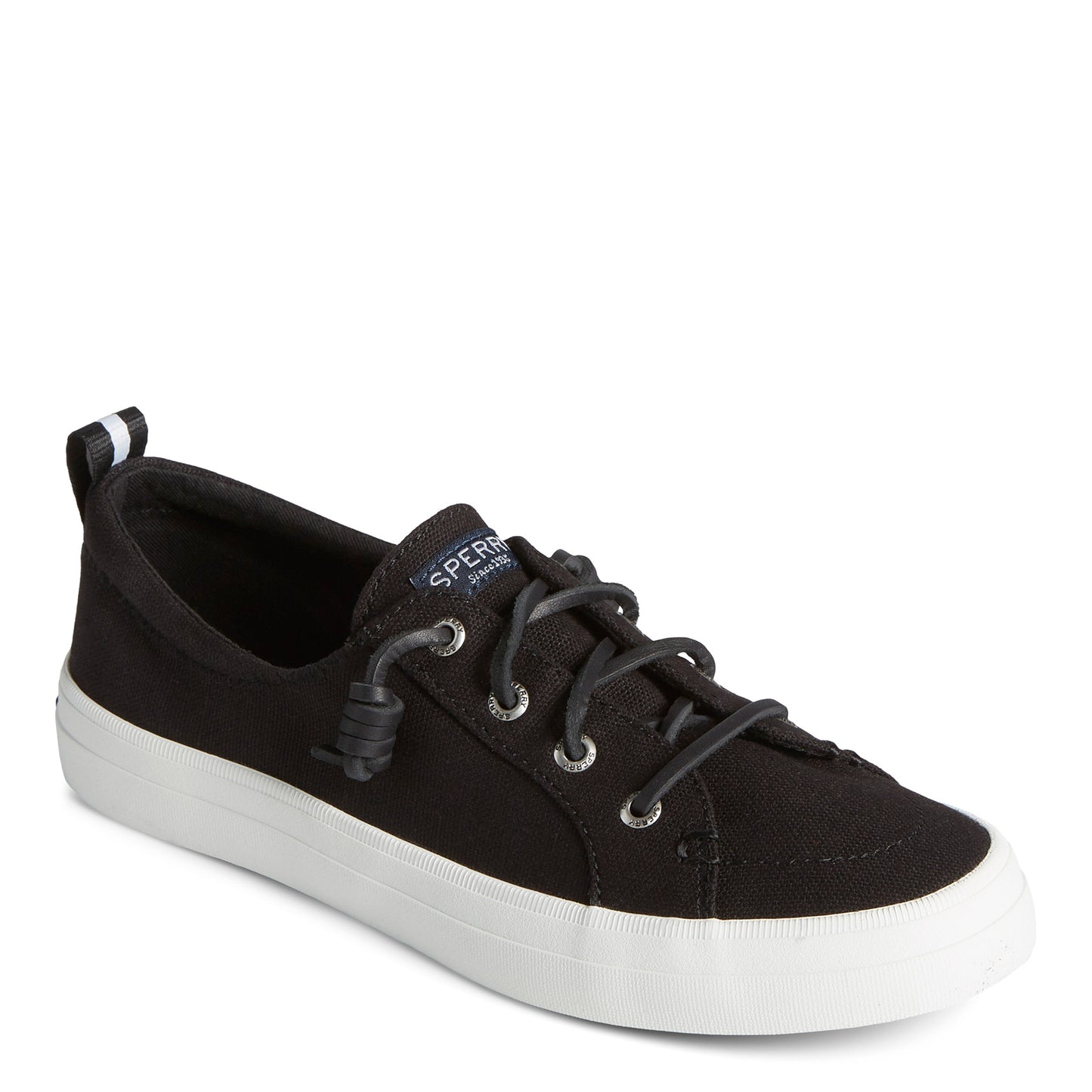 Peltz Shoes Women's Sperry Crest Vibe Sneaker Black Linen STS99251