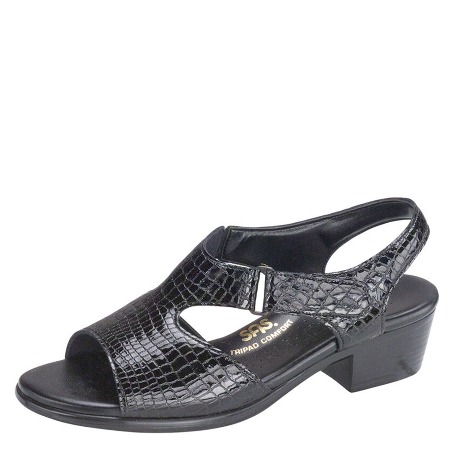 Peltz Shoes Women's SAS Suntimer Sandal BLACK CROC SUNTIMER BLK CR