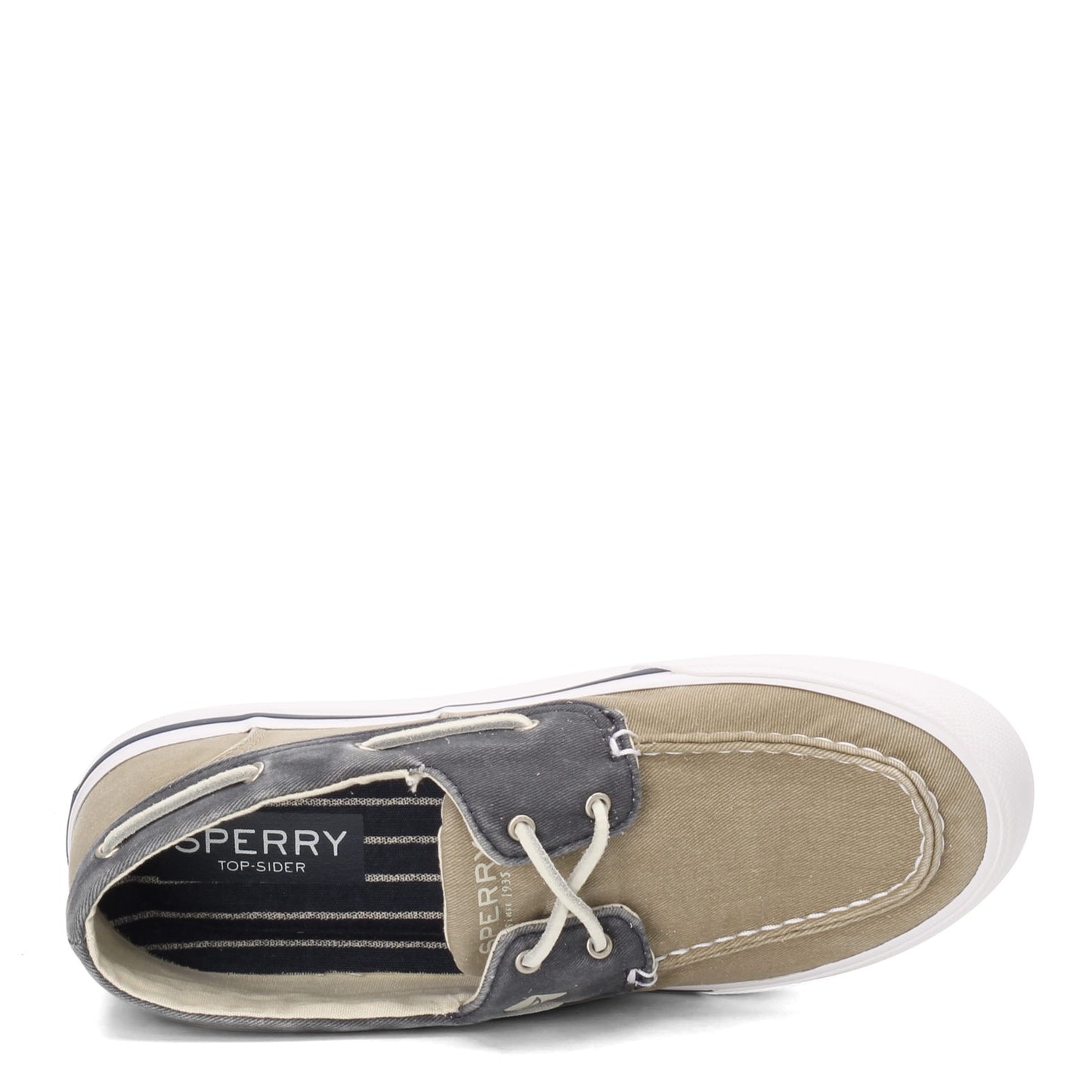 Peltz Shoes Men's Sperry Bahama II Boat Shoe KHAKI NAVY STS17782