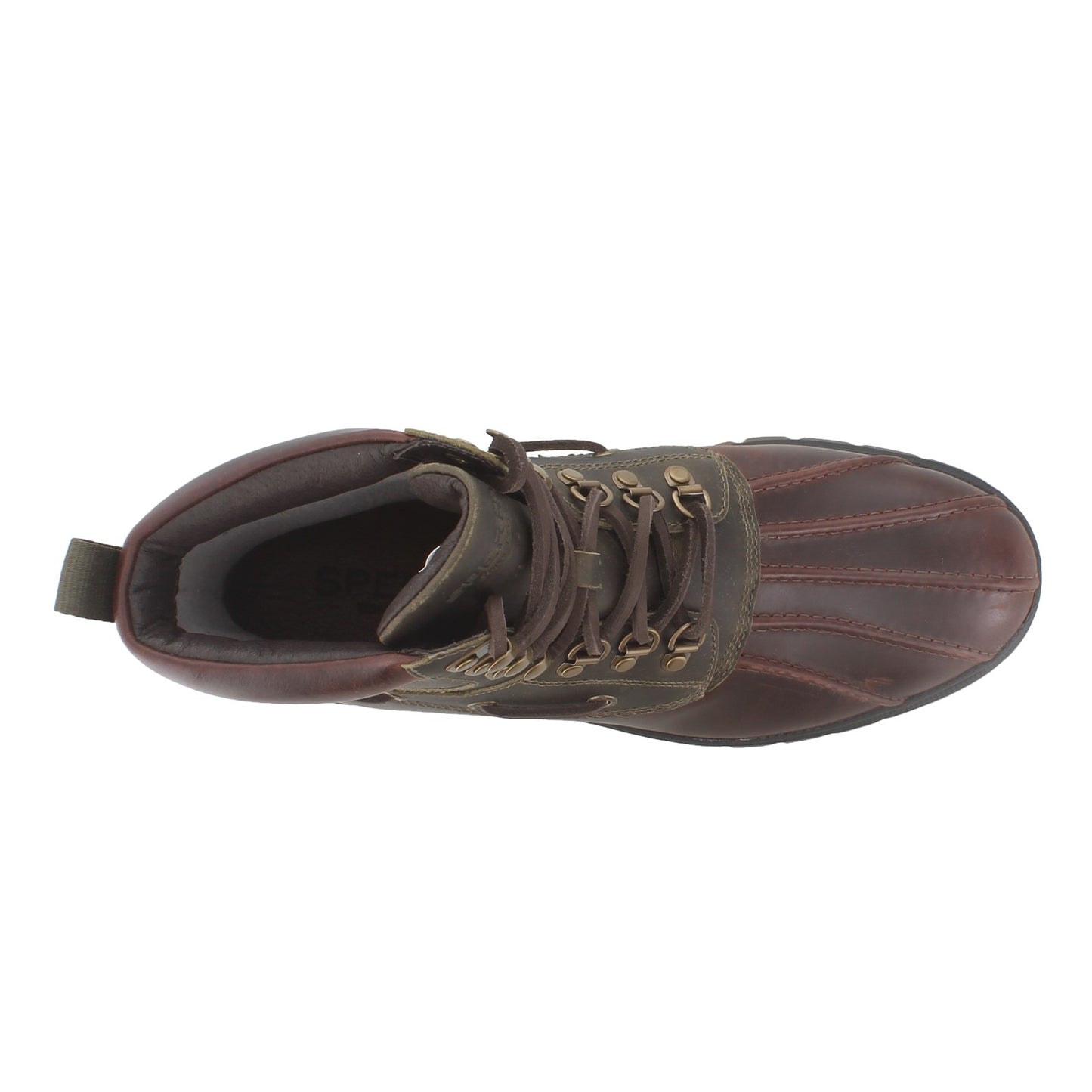 Peltz Shoes Men's Sperry Watertown Duck Boot TAN OLIVE STS19713