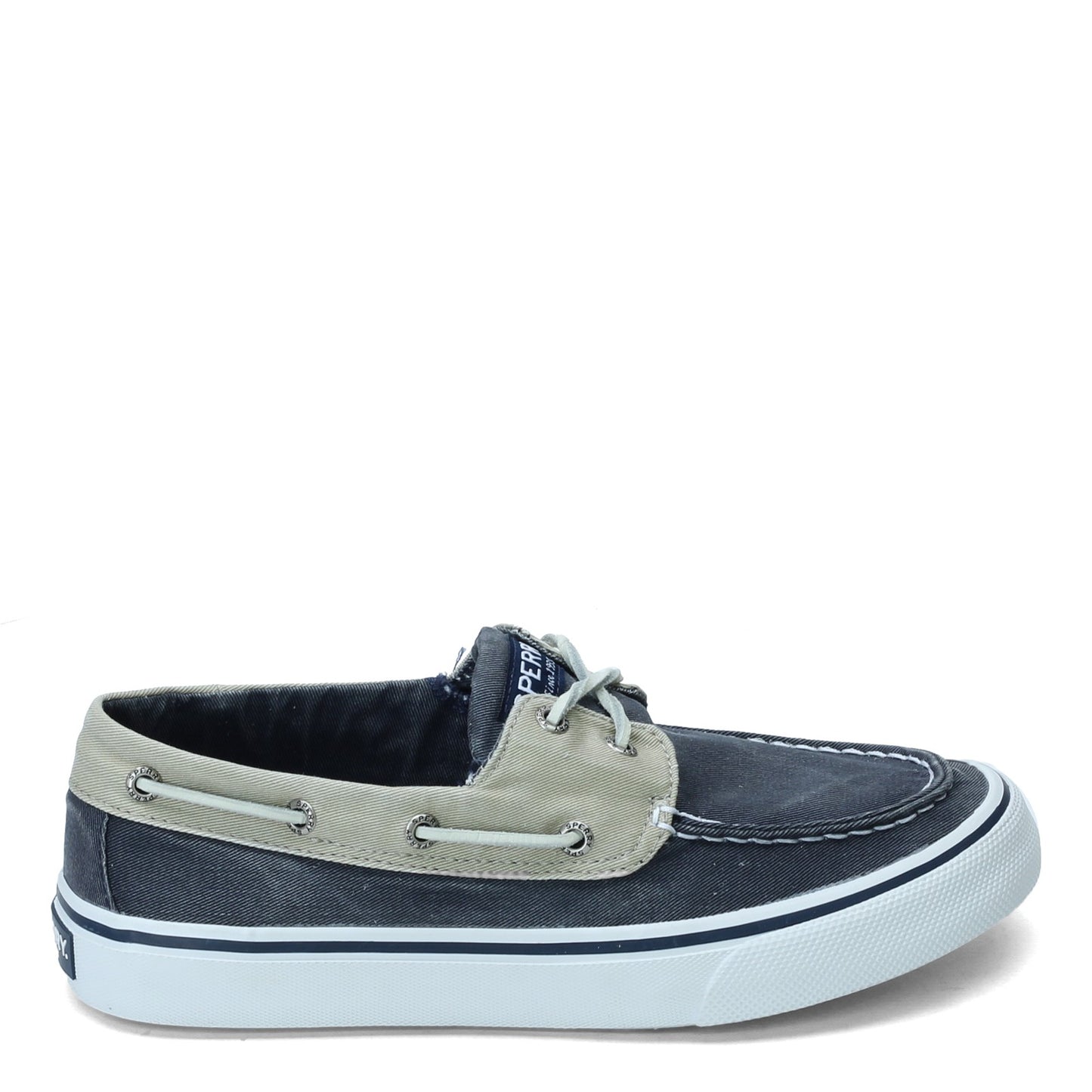 Peltz Shoes Men's Sperry Bahama II Boat Shoe NAVY BEIGE STS22394