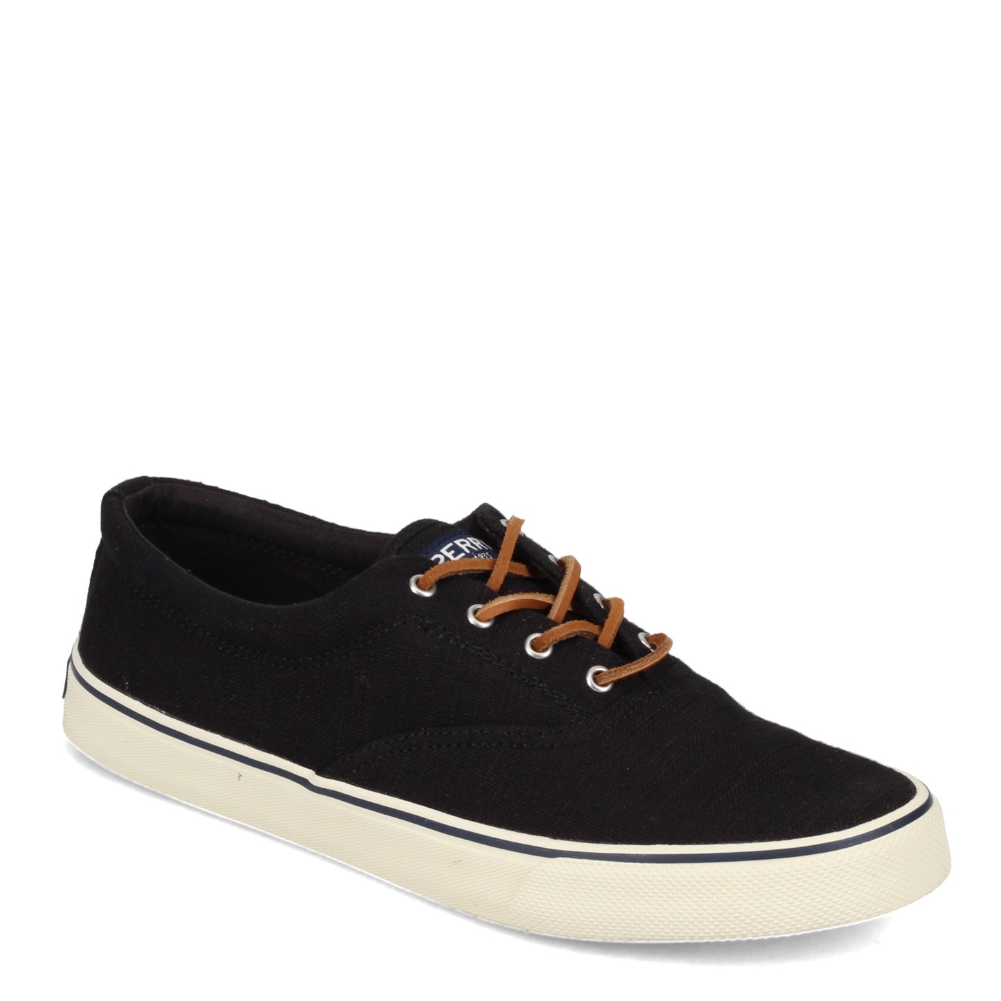 Peltz Shoes Men's Sperry Striper II CVO Sneaker BLACK LINEN STS23059