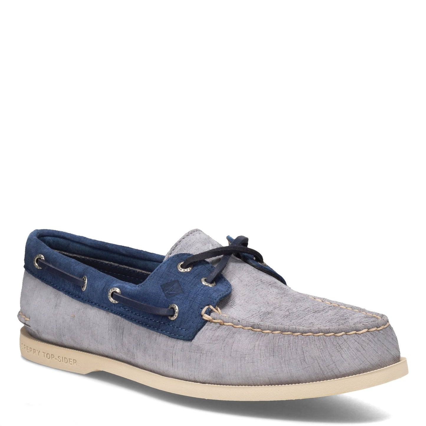 Peltz Shoes Men's Sperry Authentic Original Plushwave GREY NAVY STS23763