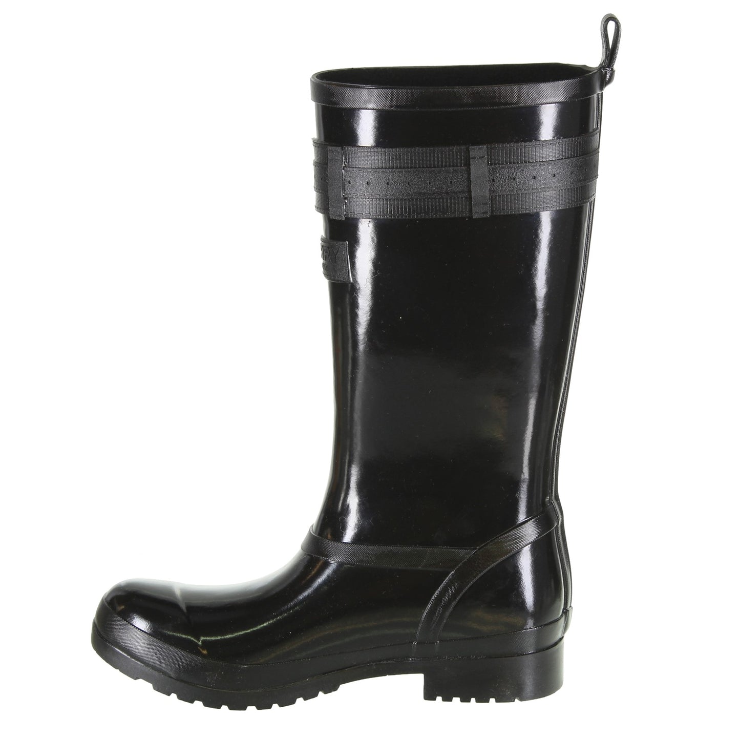 Peltz Shoes Women's Sperry Walker Atlantic Rain Boots BLACK STS82562