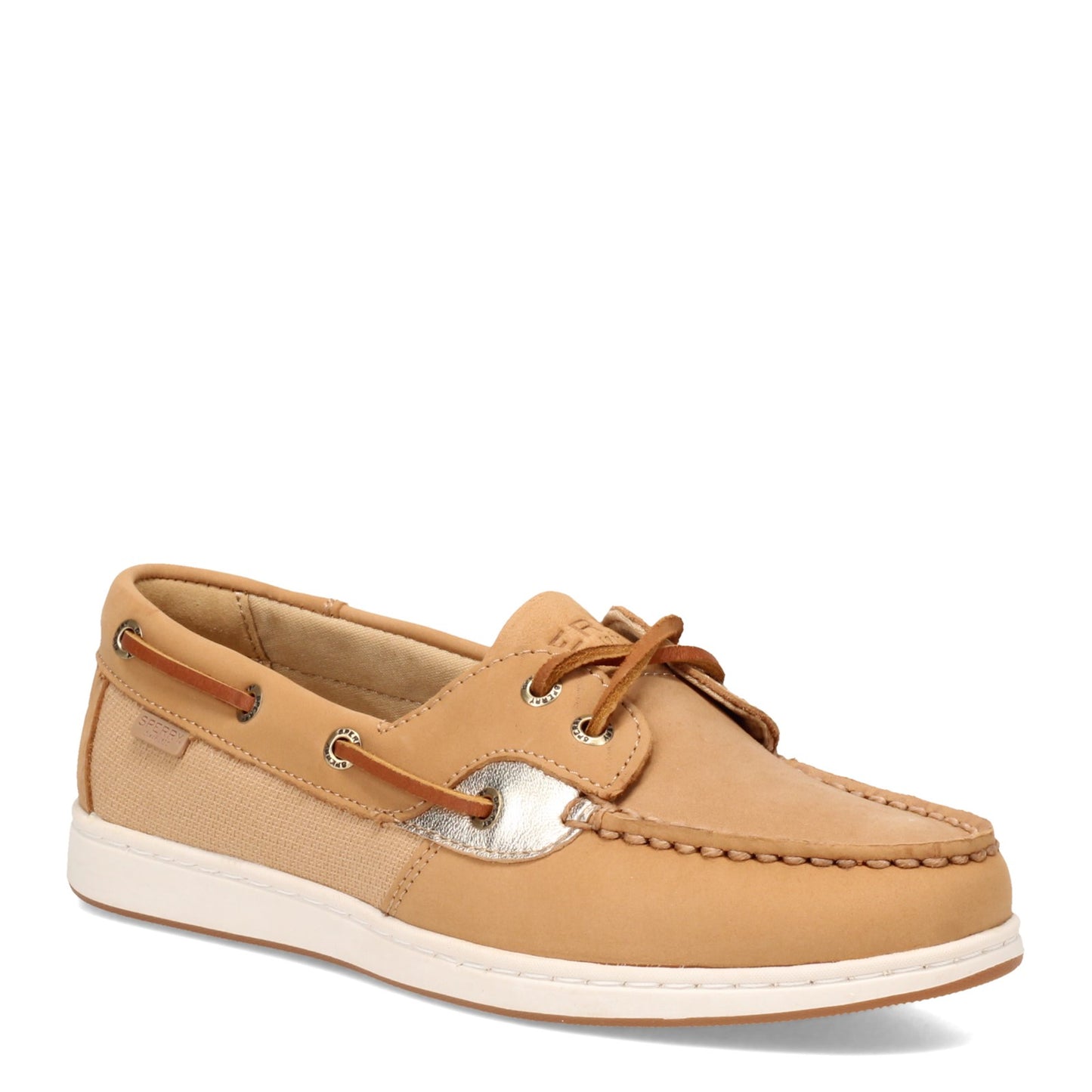 Peltz Shoes Women's Sperry Coastfish 2-Eye Boat Shoe TAN GOLD STS85161