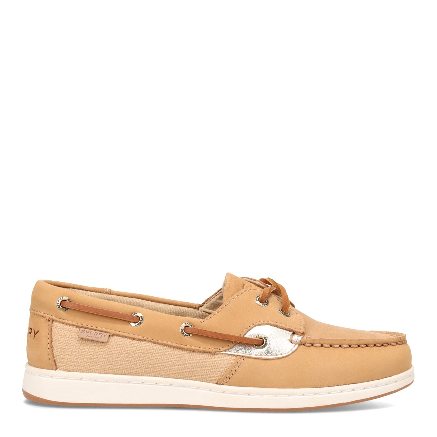 Peltz Shoes Women's Sperry Coastfish 2-Eye Boat Shoe TAN GOLD STS85161