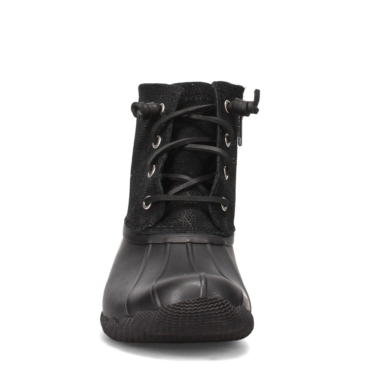 Peltz Shoes Women's Sperry Saltwater Rain Boot BLACK SNAKE STS85525
