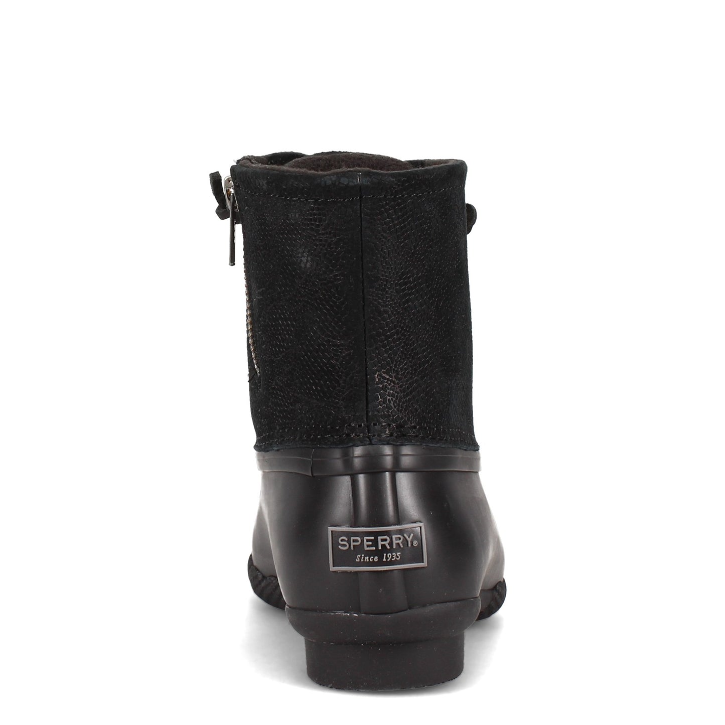 Peltz Shoes Women's Sperry Saltwater Rain Boot BLACK SNAKE STS85525
