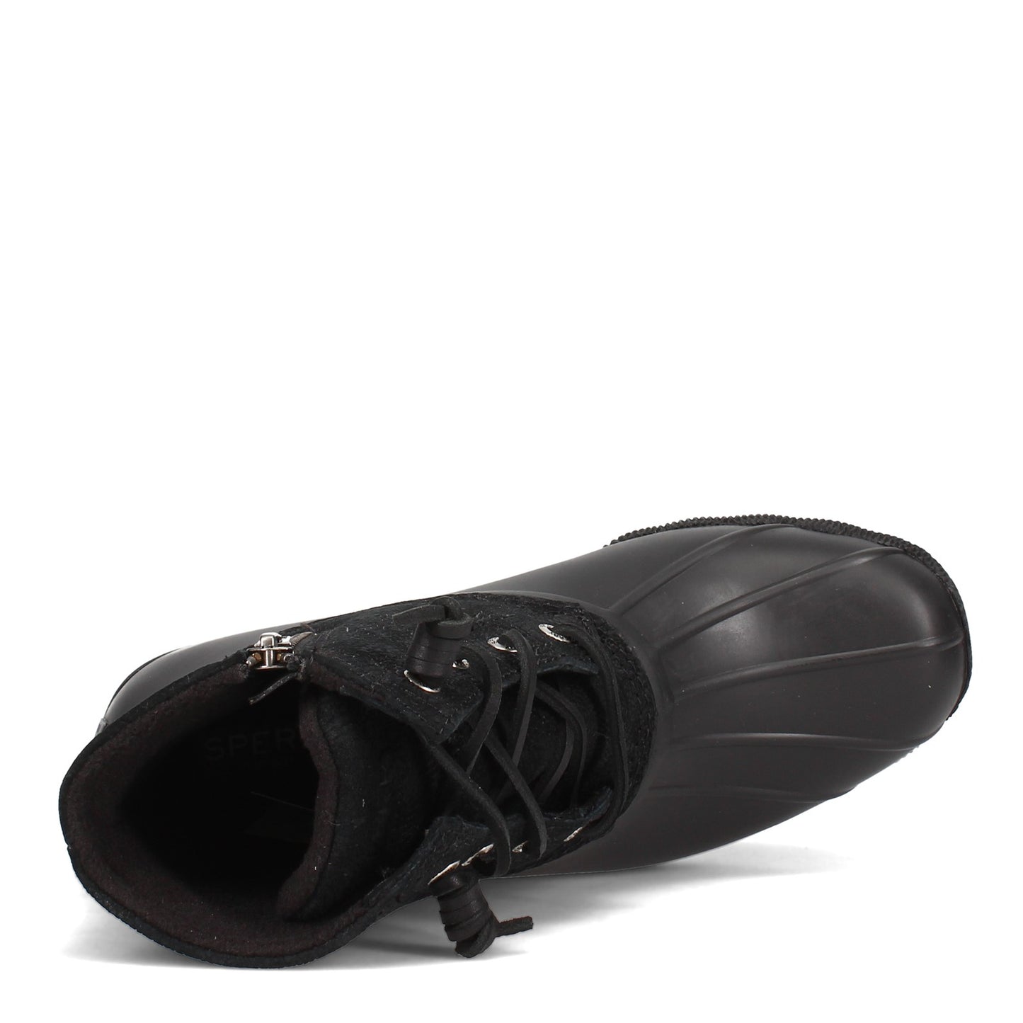 Peltz Shoes Women's Sperry Saltwater Rain Boot BLACK SNAKE STS85525