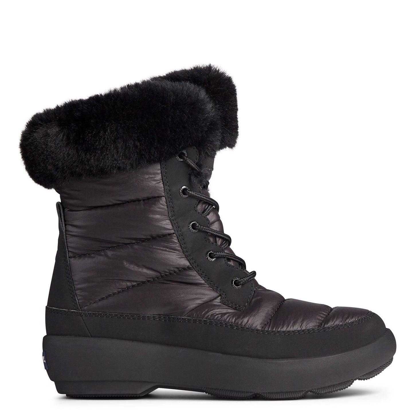 Peltz Shoes Women's Sperry Bearing Plushwave Boot BLACK STS85614