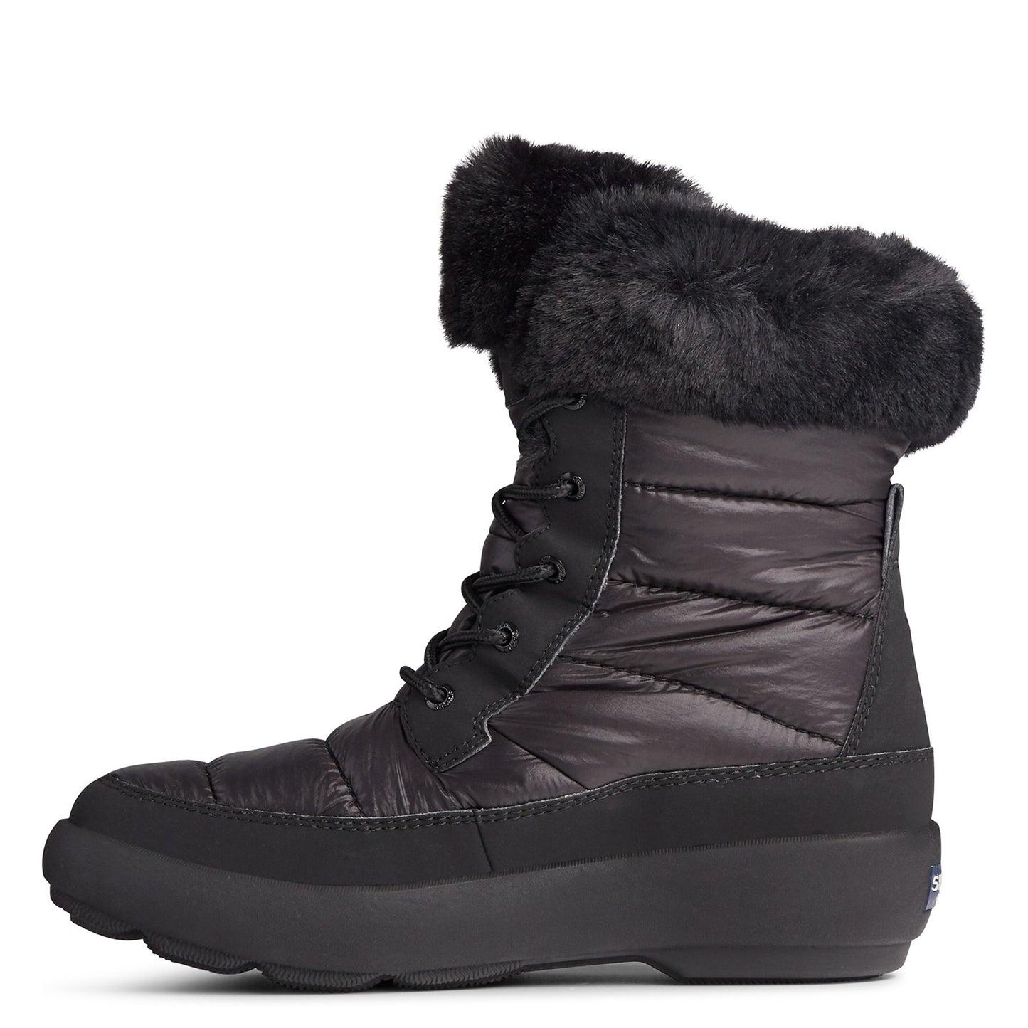 Peltz Shoes Women's Sperry Bearing Plushwave Boot BLACK STS85614