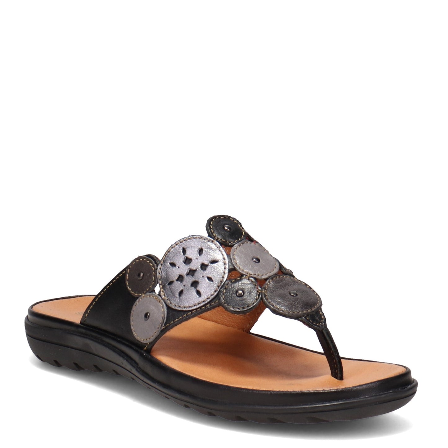 Peltz Shoes Women's Eric Michael Sun Sandal BLACK SUN-BLACK