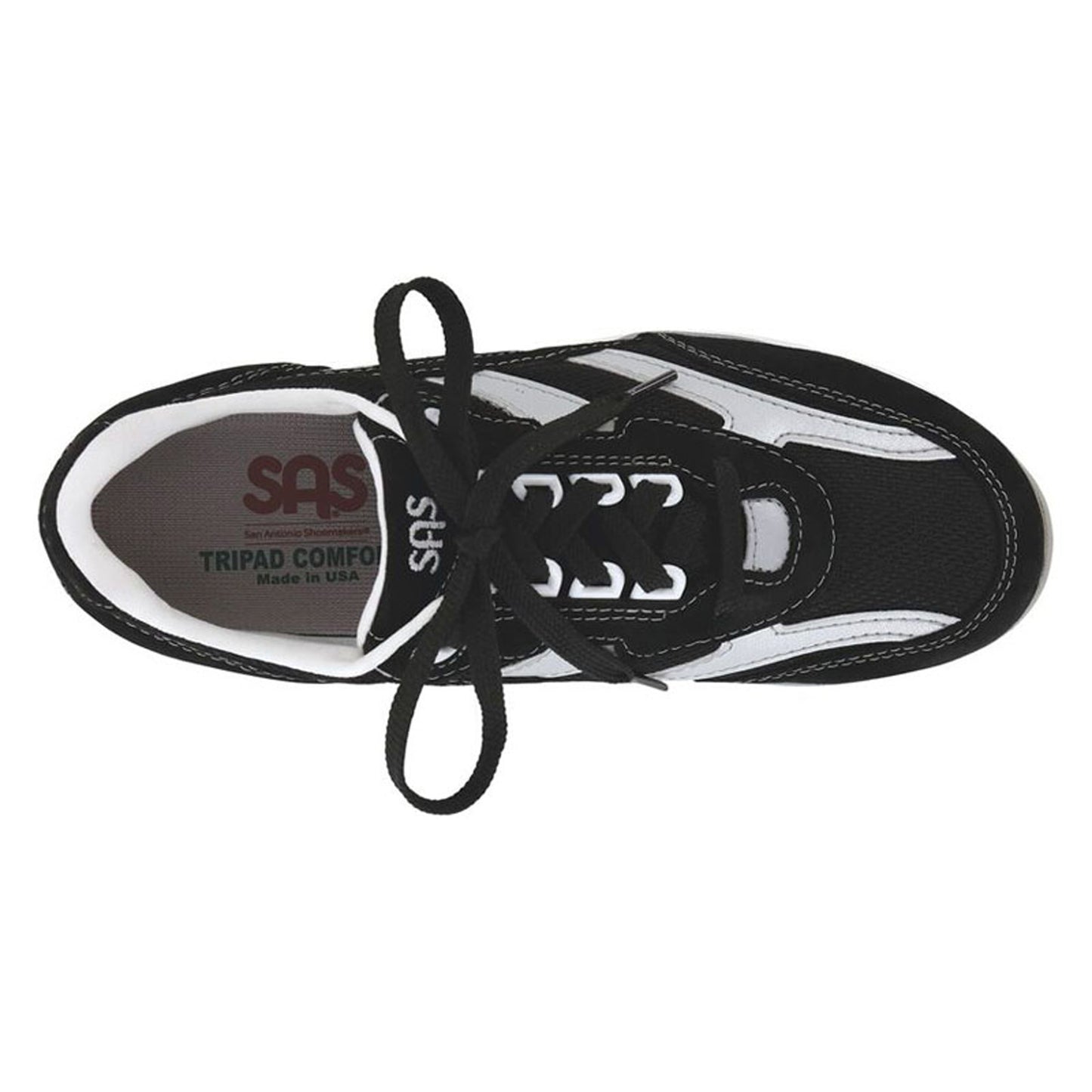 Peltz Shoes Women's SAS Tour Mesh Sneaker BLACK SILVER TOUR MESH-BKSIL