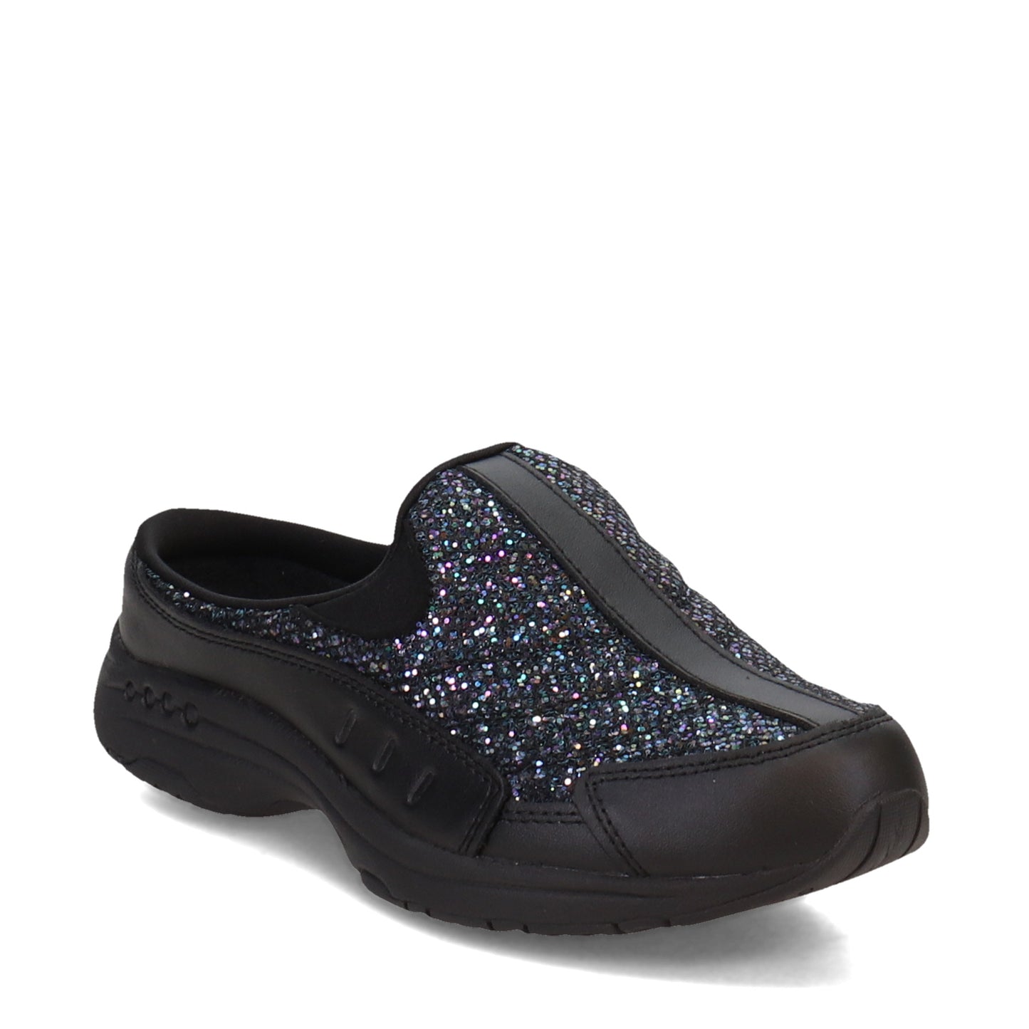 Peltz Shoes Women's Easy Spirit Traveltime Classic Clog BLACK GLITTER TTIME638-001