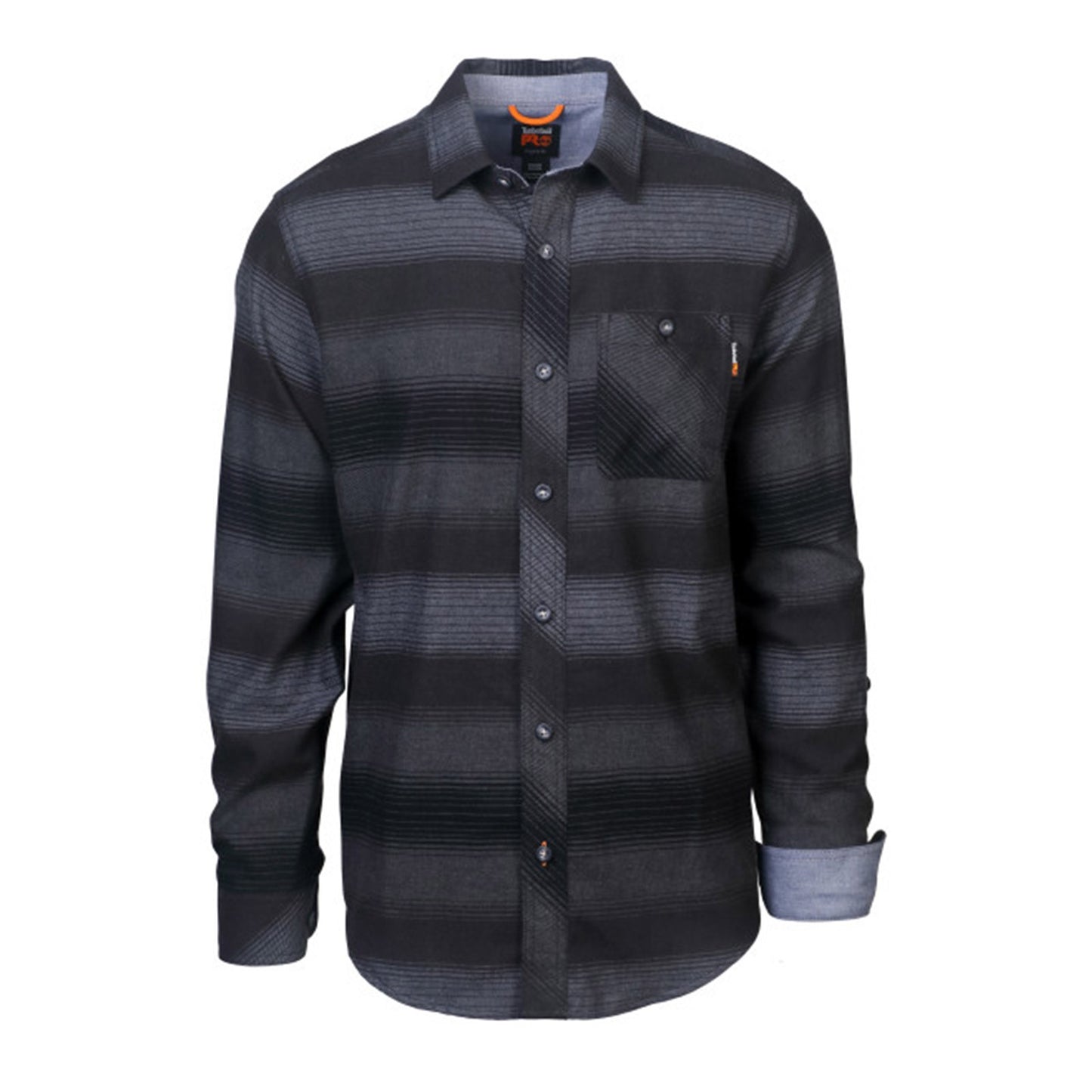 Peltz Shoes Men's Timberland Pro Woodfort Mid Long Sleeve Shirt BLACK STRIPE TB0A1V49CE4