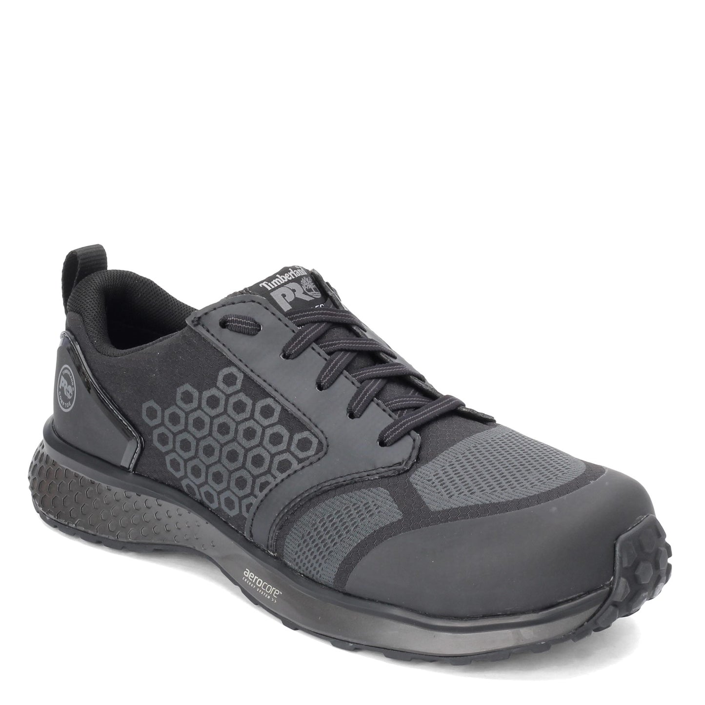 Peltz Shoes Men's Timberland Pro Reaxion Low Comp Toe Work Shoe BLACK GRAY TB0A1ZA2001