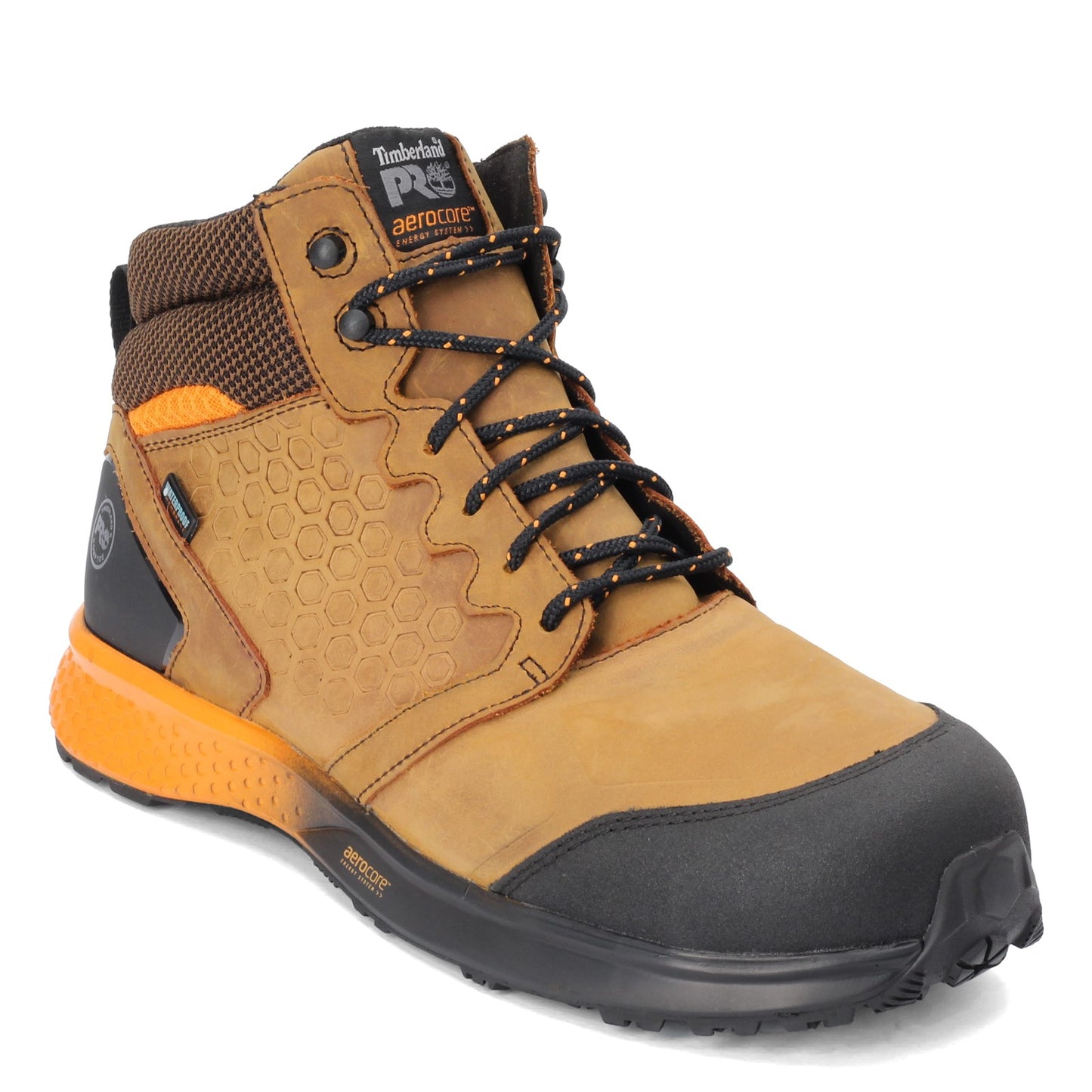 Peltz Shoes Men's Timberland Pro Reaxion Mid Comp Toe Work Boot BROWN ORANGE TB0A1ZR1214