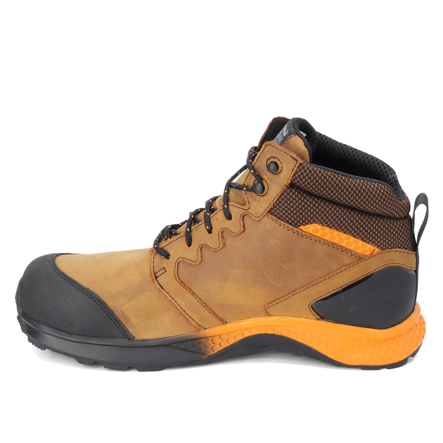 Peltz Shoes Men's Timberland Pro Reaxion Mid Comp Toe Work Boot BROWN ORANGE TB0A1ZR1214