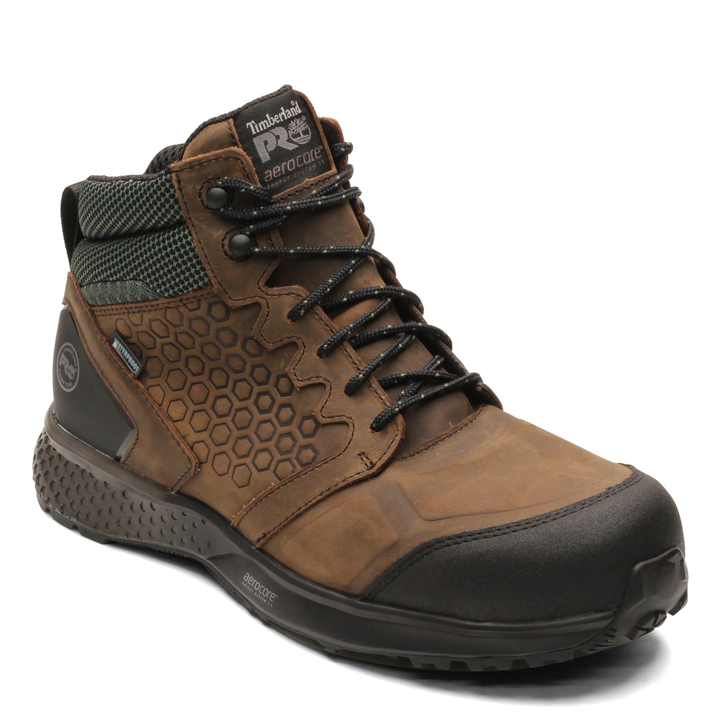 Peltz Shoes Men's Timberland Pro Reaxion Mid Comp Toe Work Boot BROWN GREEN TB0A1ZRC214