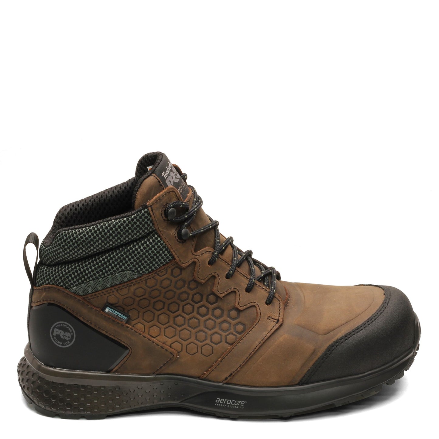 Peltz Shoes Men's Timberland Pro Reaxion Mid Comp Toe Work Boot BROWN GREEN TB0A1ZRC214