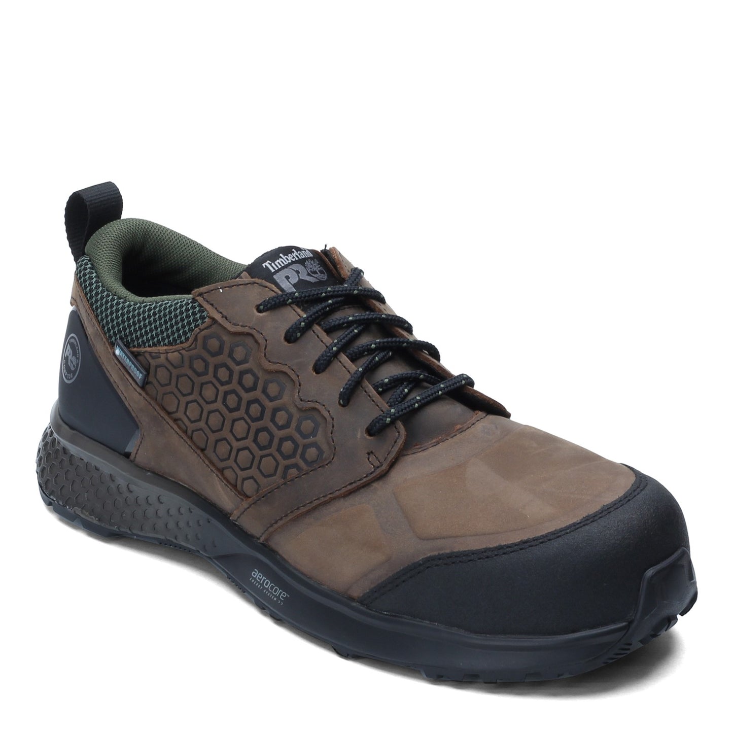 Peltz Shoes Men's Timberland Pro Reaxion Low Comp Toe Work Shoe BROWN GREEN TB0A21PN214