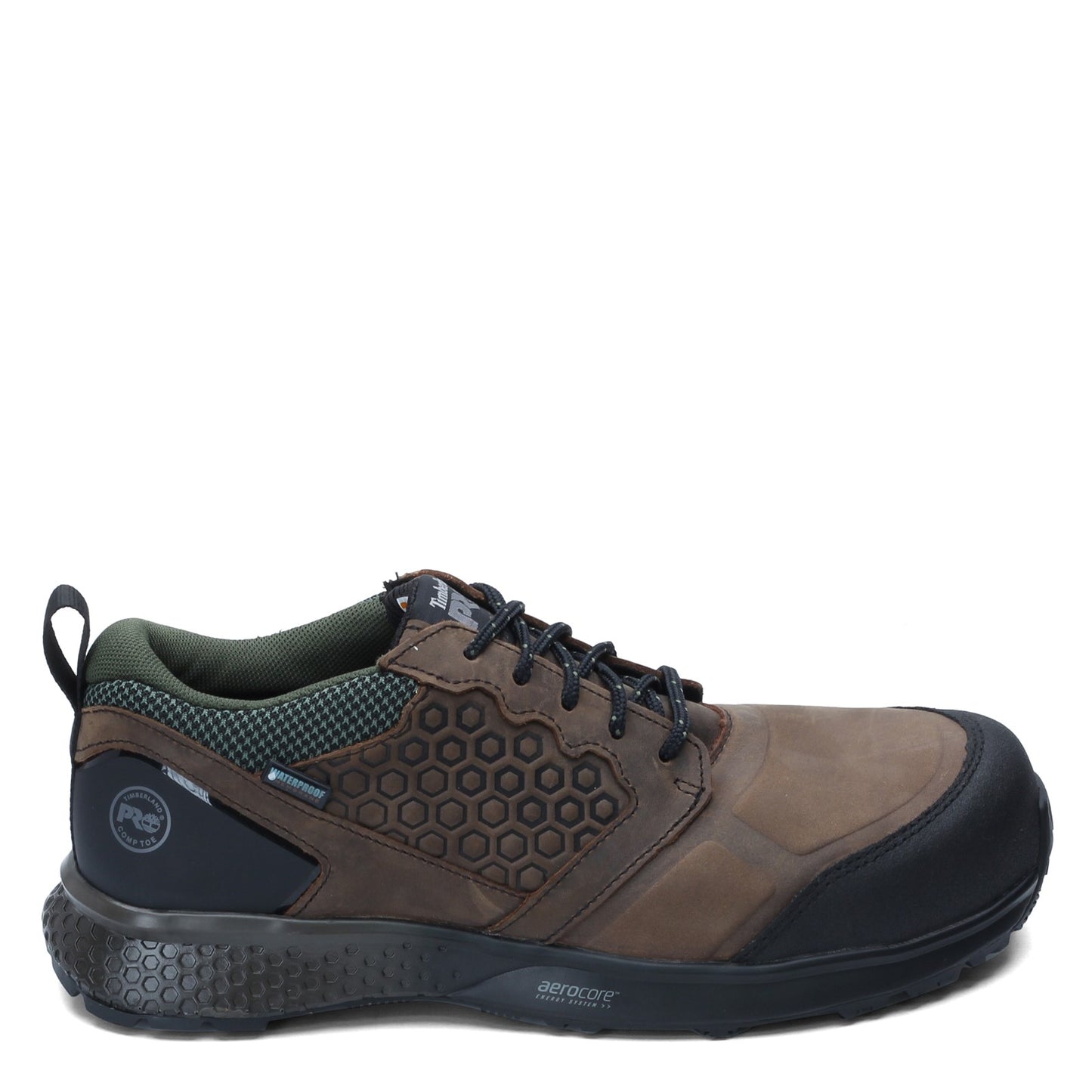Peltz Shoes Men's Timberland Pro Reaxion Low Comp Toe Work Shoe BROWN GREEN TB0A21PN214
