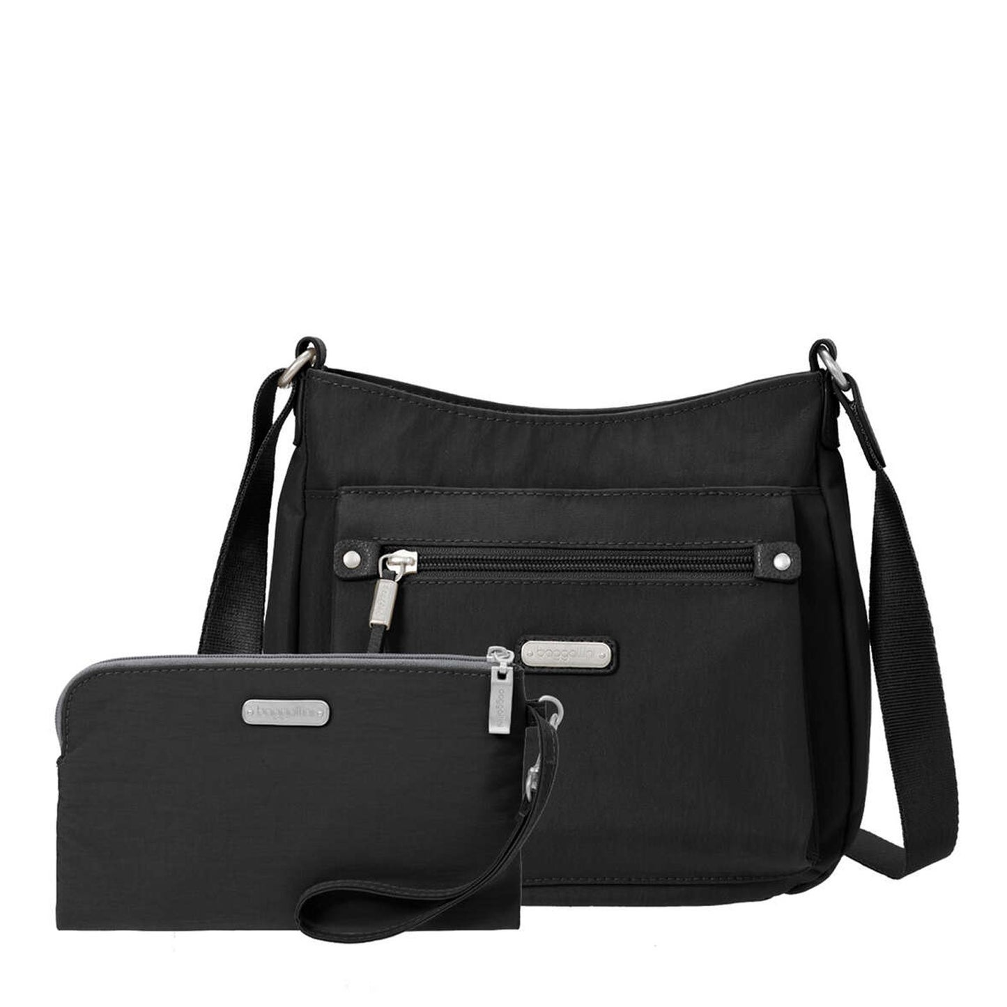 Peltz Shoes Baggilini Uptown Bagg with RFID Phone Wristlet BLACK UPB287-BLACK