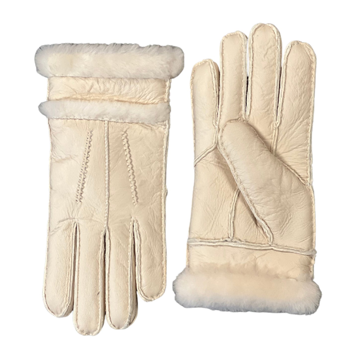 Peltz Shoes Women's Lamo Shearling Gloves Cream VA2311-CRM