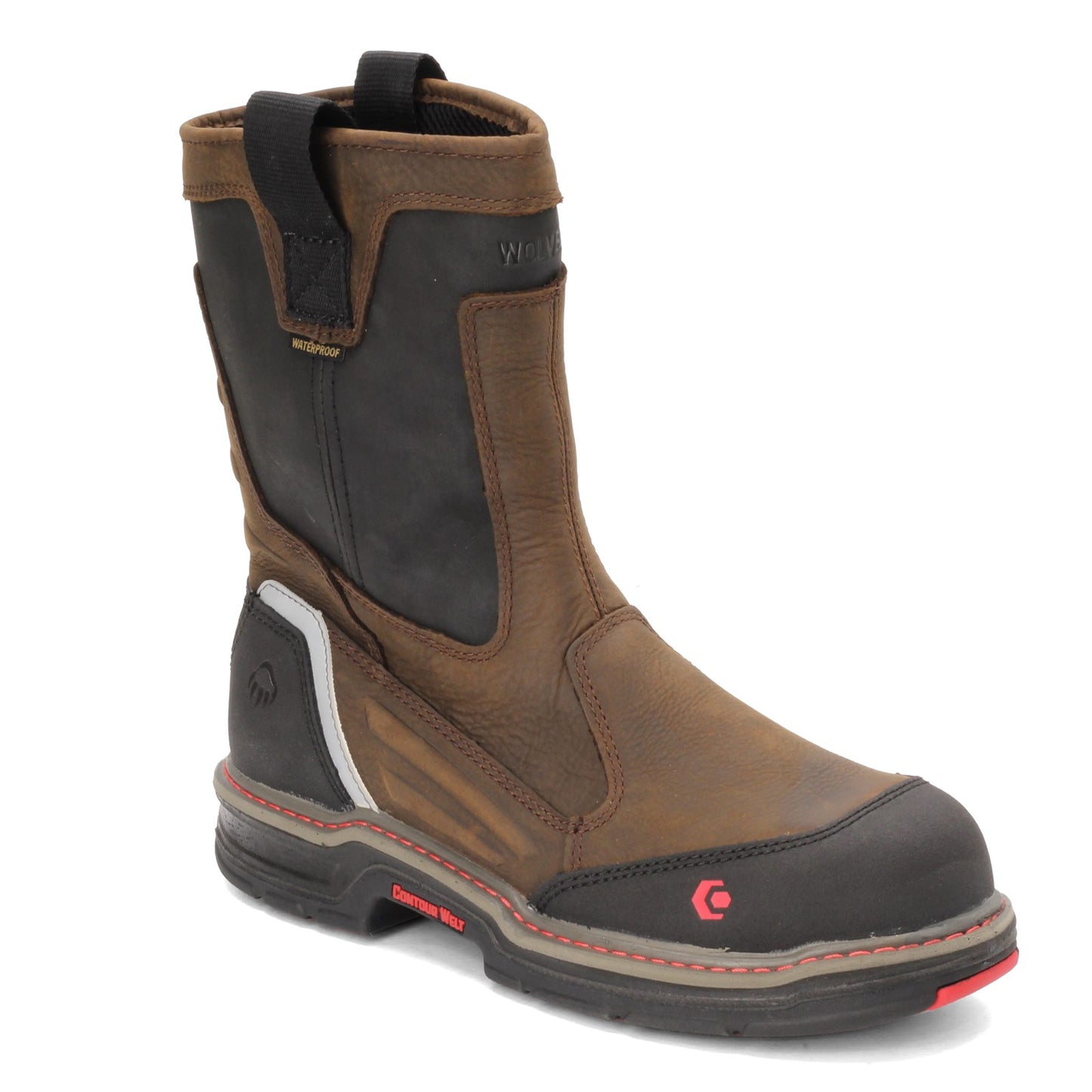 Peltz Shoes Men's Wolverine Boots Overman ST Work Boot BROWN BLACK W10488