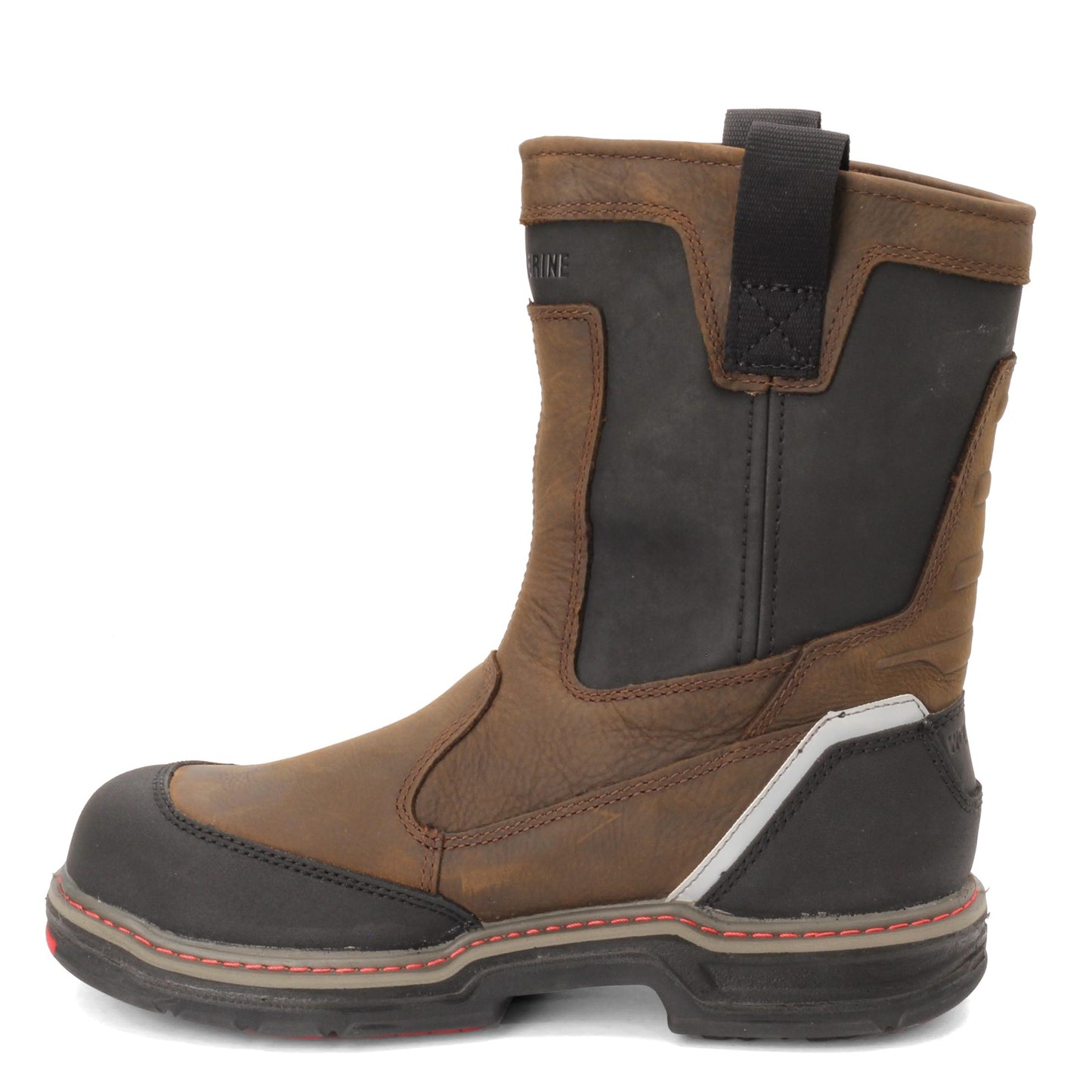 Peltz Shoes Men's Wolverine Boots Overman ST Work Boot BROWN BLACK W10488