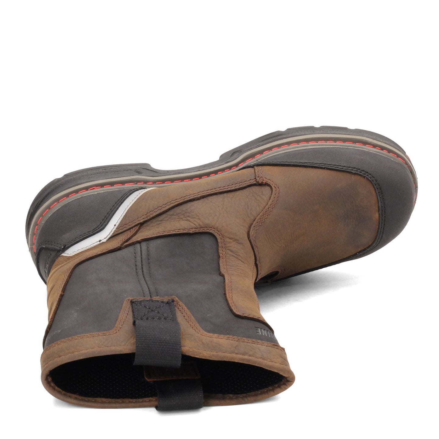Peltz Shoes Men's Wolverine Boots Overman ST Work Boot BROWN BLACK W10488