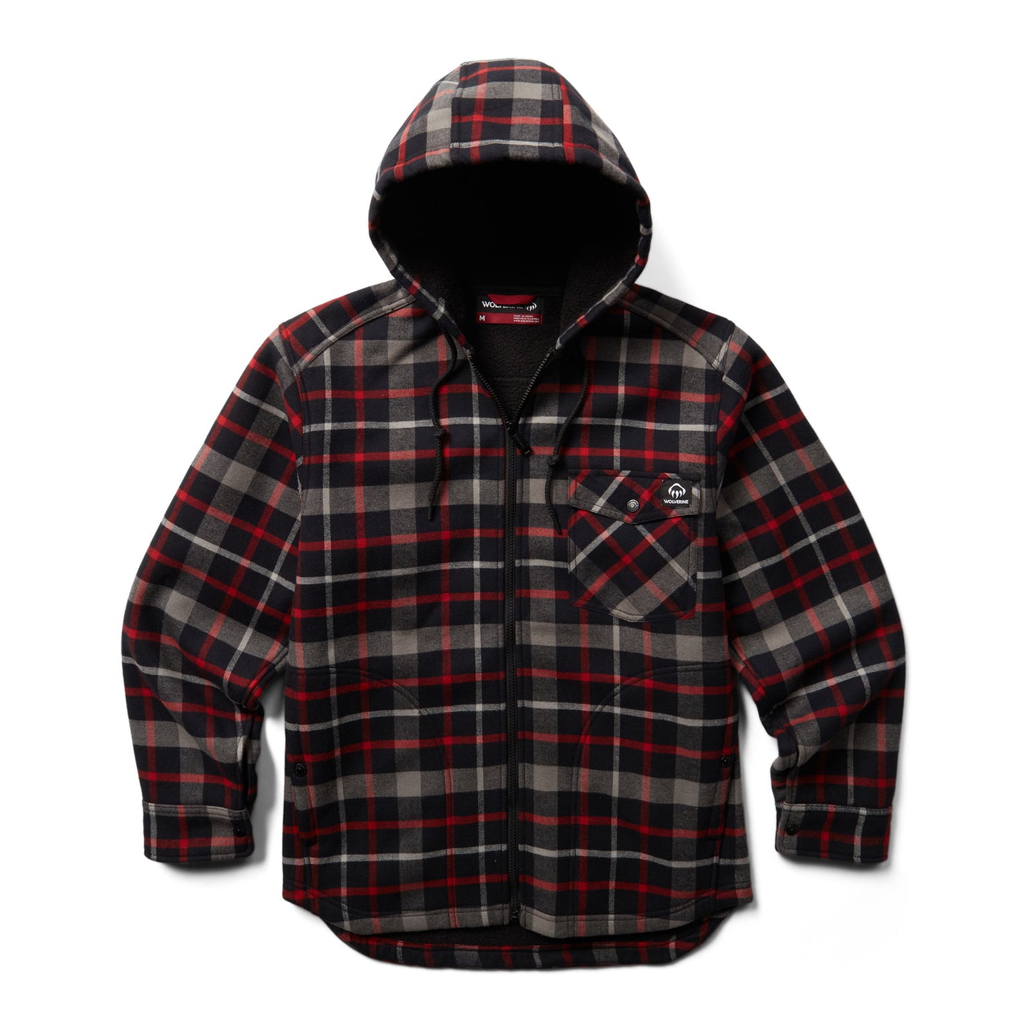 Peltz Shoes Men's Wolverine Bucksaw Sherpa Shirt Jac RED PLAID W1208350-617