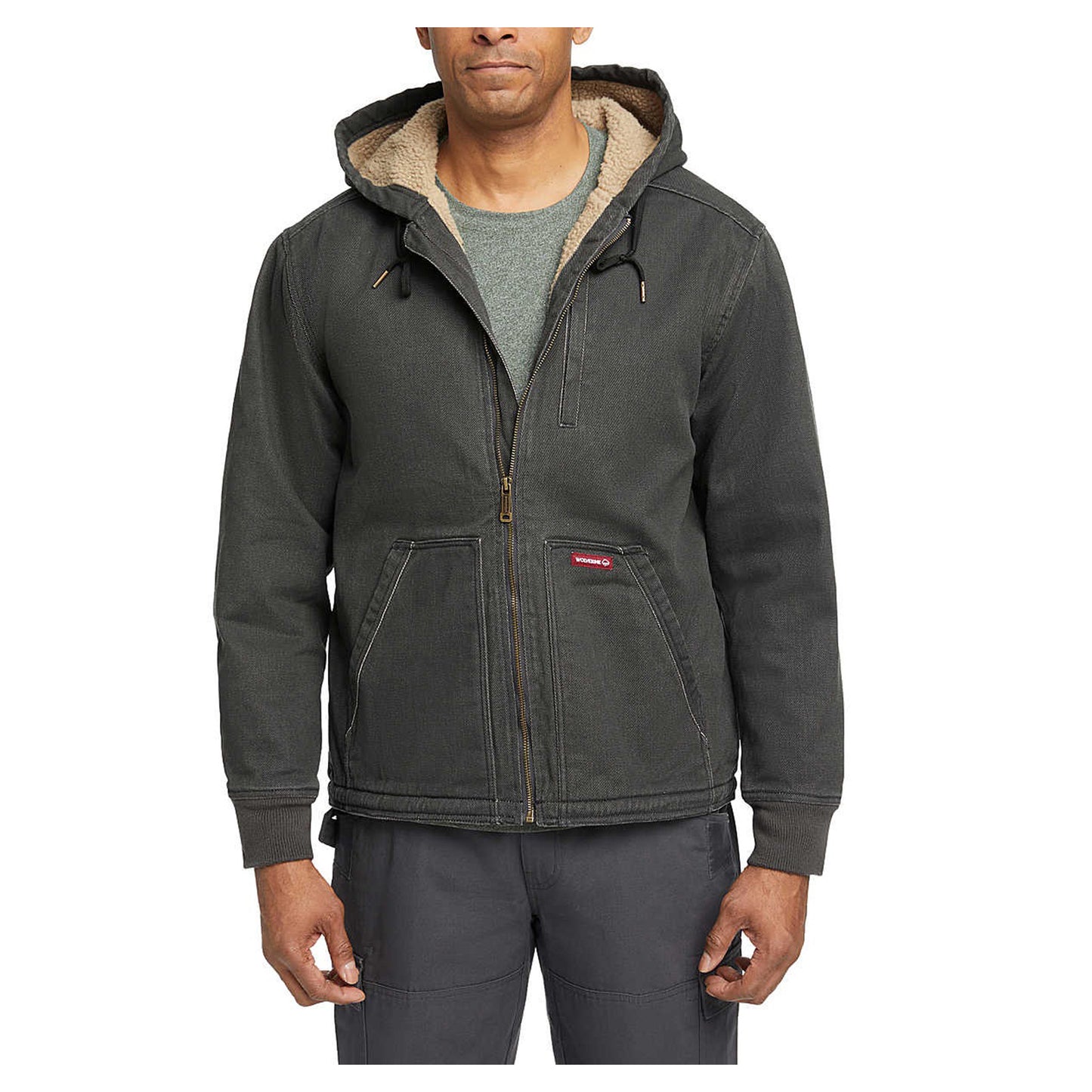 Peltz Shoes Men's Wolverine Upland Sherpa Lined Hooded Jacket Black W1210270-003