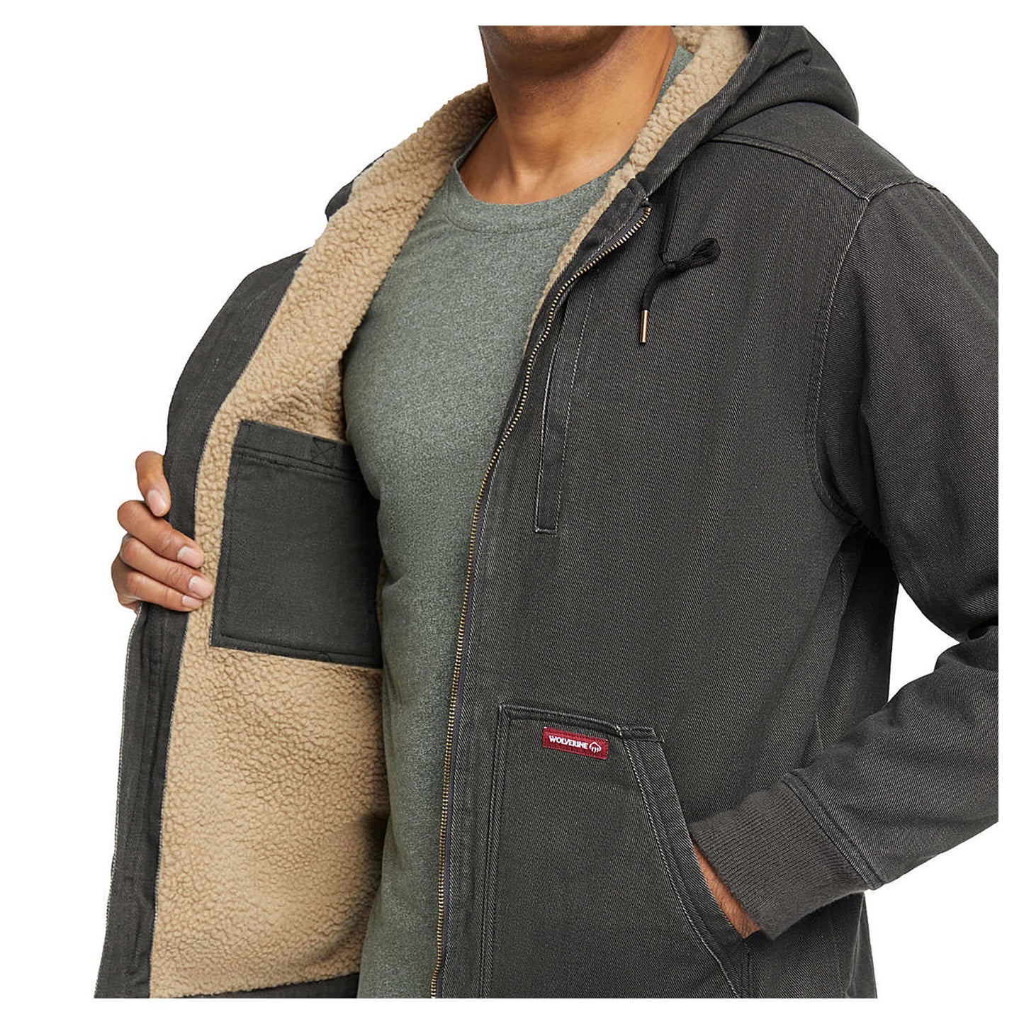 Peltz Shoes Men's Wolverine Upland Sherpa Lined Hooded Jacket Black W1210270-003