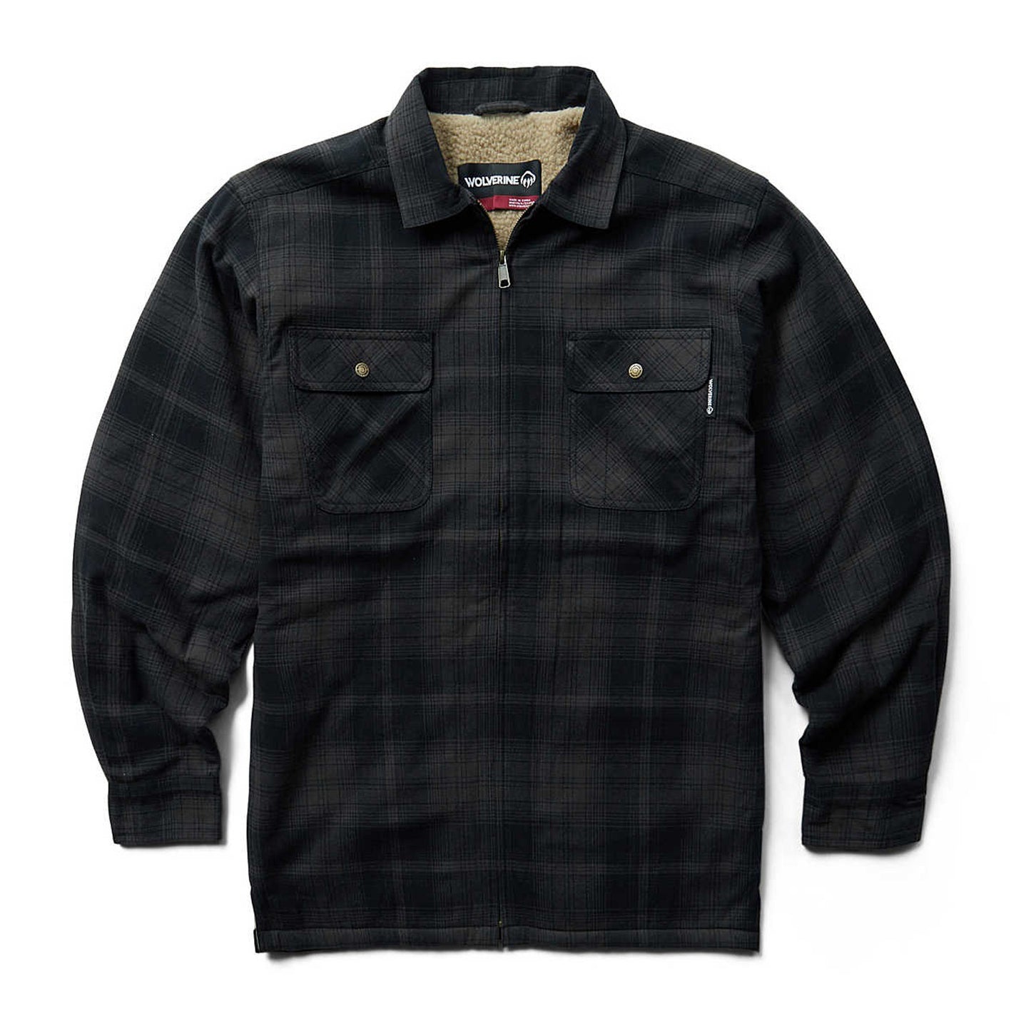 Peltz Shoes Men's Wolverine Hastings Sherpa Lined Shirt Jac Shadow Gray W1211550-051